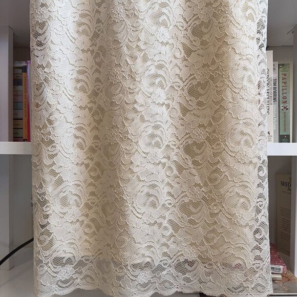 VTG Made in USA 12/Medium Jessica Howard Cream Lace Turtleneck Sleeveless Dress - Picture 5 of 12